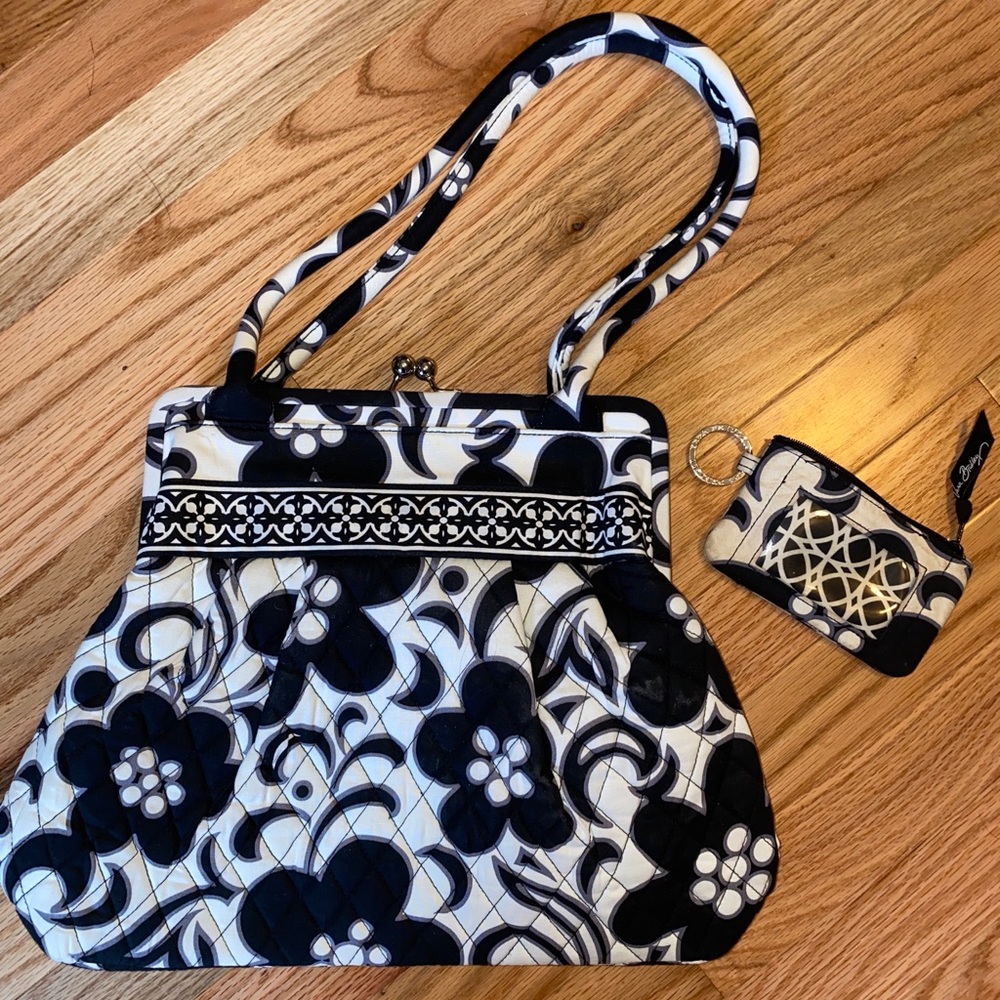Vera Bradley Black & White Shoulder Bag ~ EUC